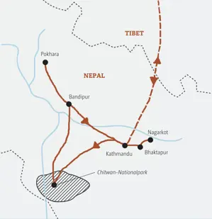 Unsere Marco Polo Rundreise in Nepal startet in Kathmandu und führt zum Chitwan-Nationalpark, nach Pokhara, Bandipur und Nagarkot.