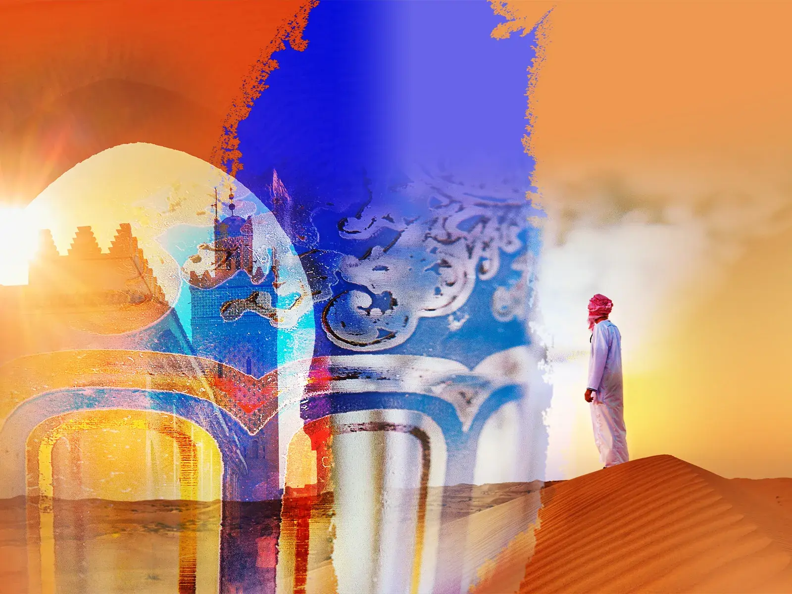 Künstlerische Studiosus-Collage zur Studienreise "Marokko - zwischen Rif und Atlas"