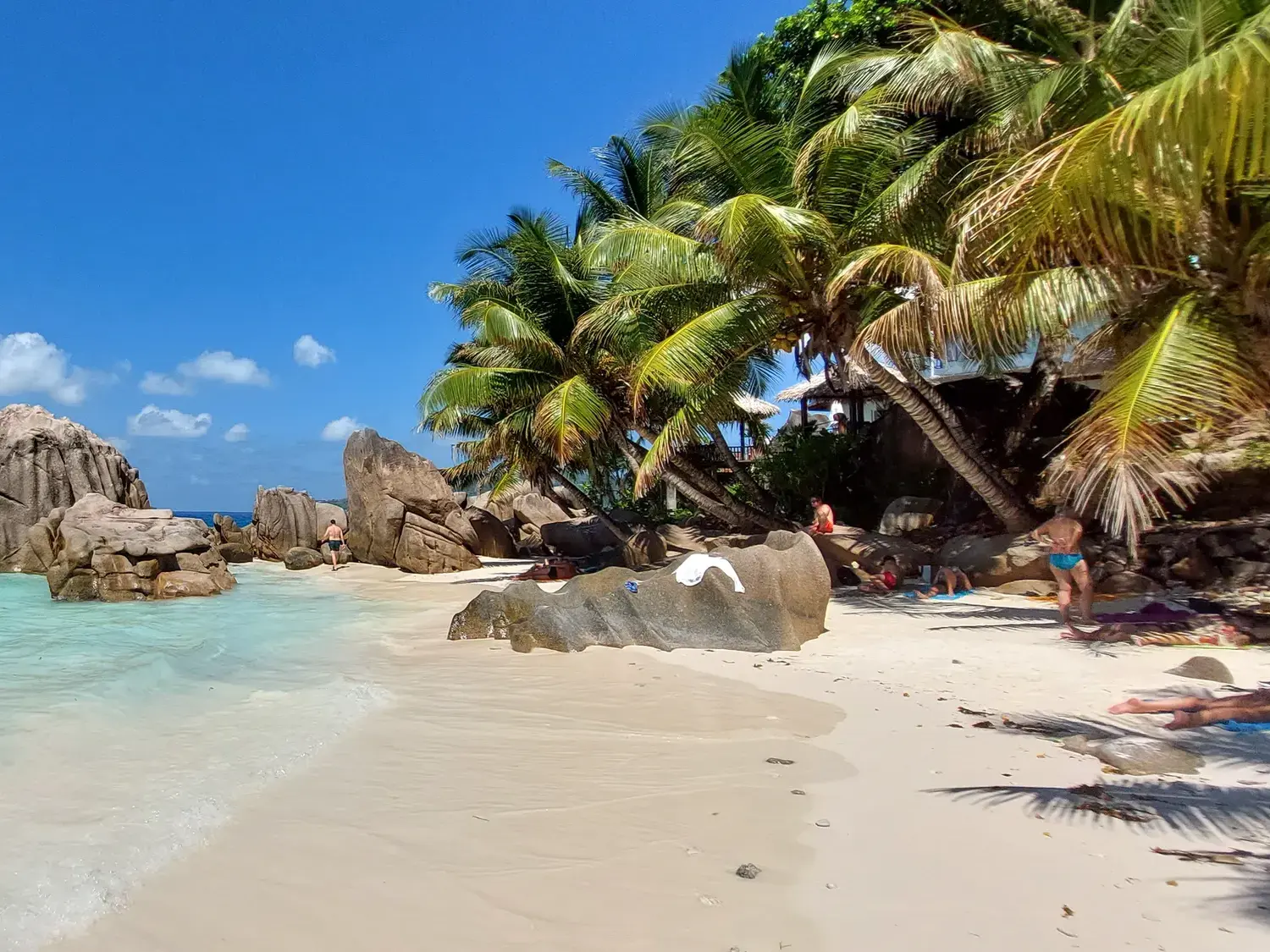 Der berühmte Strand Anse Source d'Argent auf La Digue mit feinem Sand, markanten Granitfelsen und saftig grünen Palmen ist Ausflugsziel bei der Rundreise im Indischen Ozean mit Studiosus.